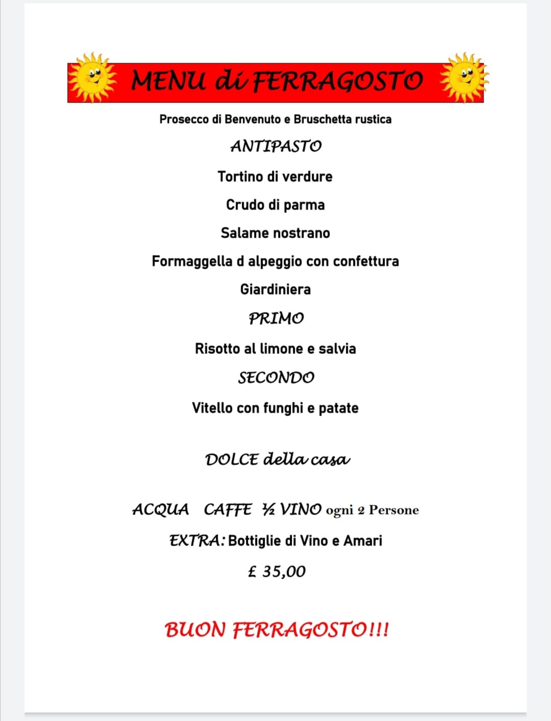 Menù di ferragosto alla Trattoria dei Cacciatori Lago di Como e Valsassina