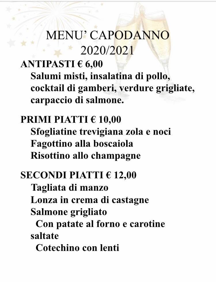 Menù di Capodanno dell'Albergo Centrale di Esino Lario Lago di Como e