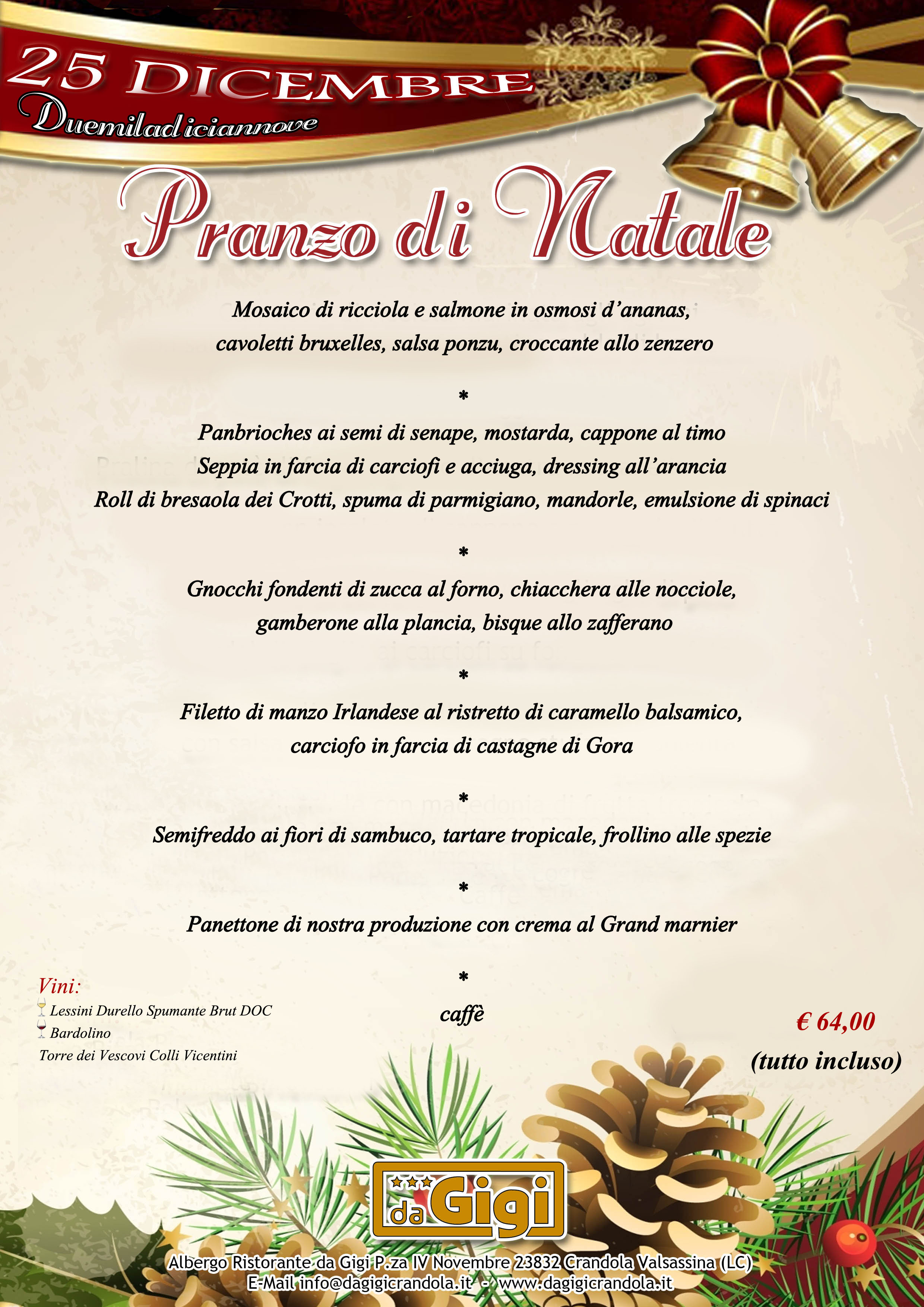 Proposte Menu Natale.Menu Di Natale Al Ristorante Da Gigi Lago Di Como E Valsassina