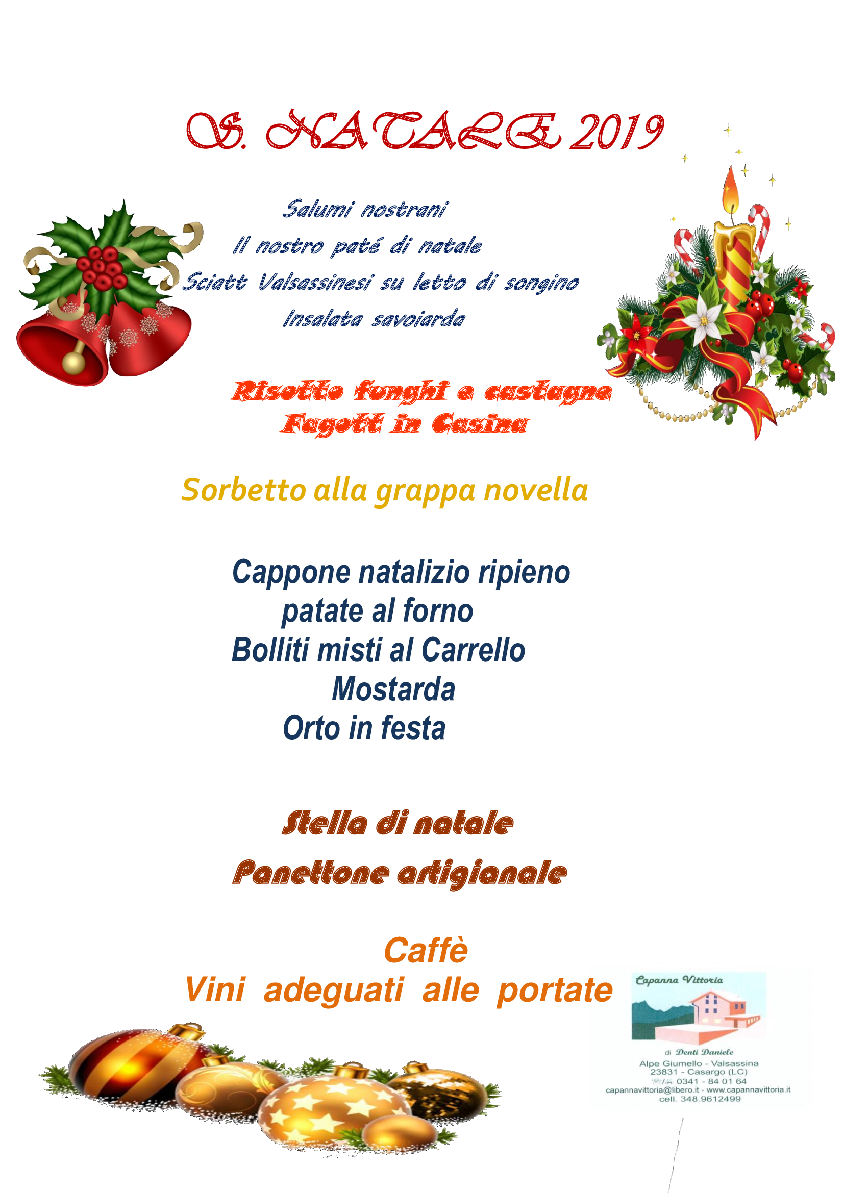 Menu Di Natale A Basso Costo.Menu Di Natale Alla Capanna Vittoria Lago Di Como E Valsassina