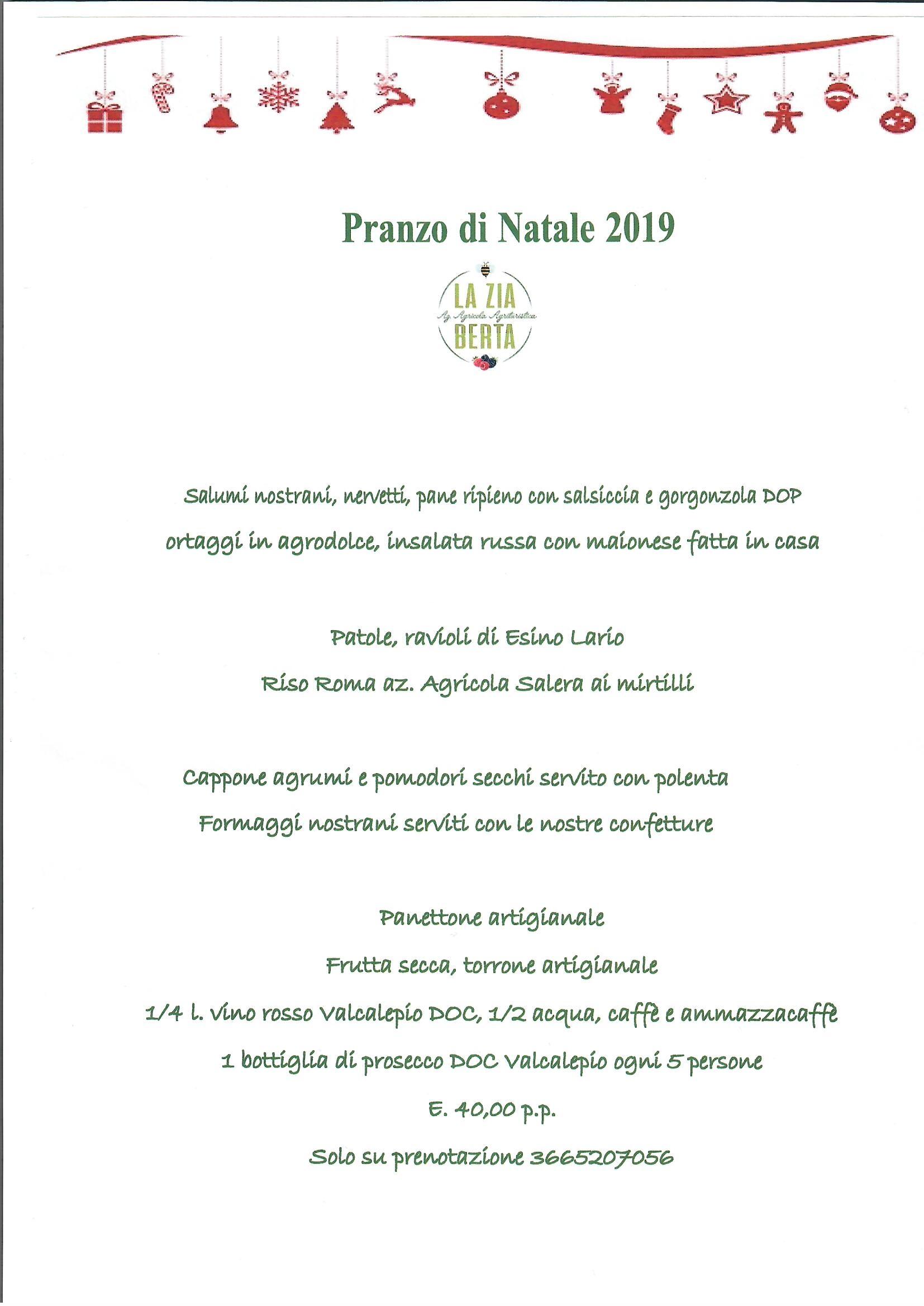 Menu Pranzo Natale 2020.Menu Di Natale All Azienda Agricola La Zia Berta Lago Di Como E Valsassina