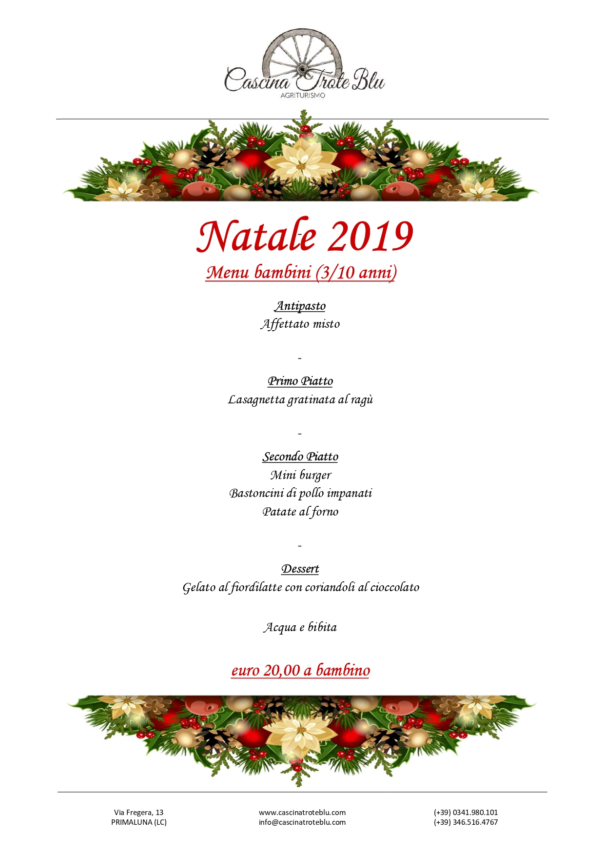 Proposte Pranzo Di Natale.Menu Di Natale All Agriturismo Trote Blu Lago Di Como E Valsassina