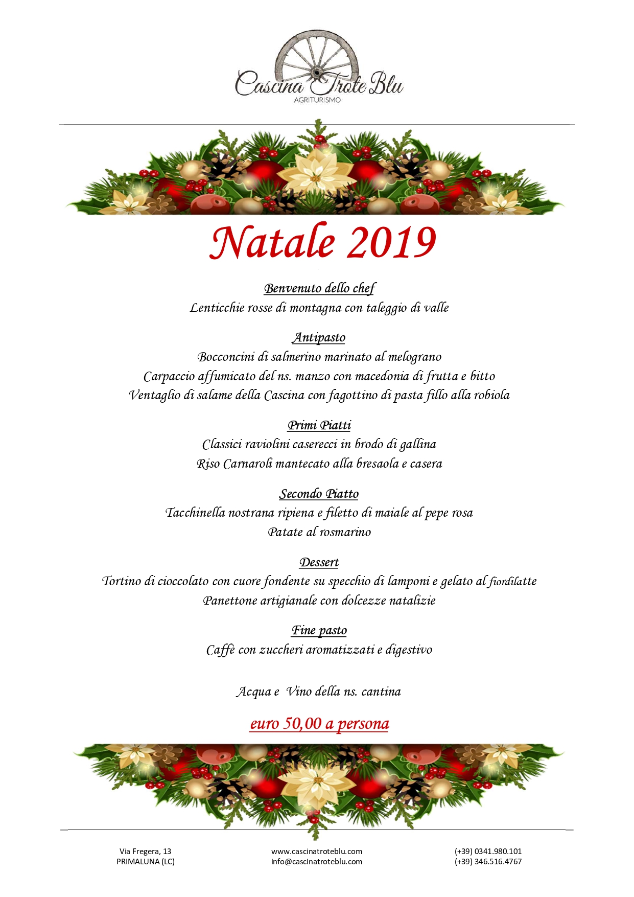 Pranzo Natale 2020.Menu Di Natale All Agriturismo Trote Blu Lago Di Como E Valsassina