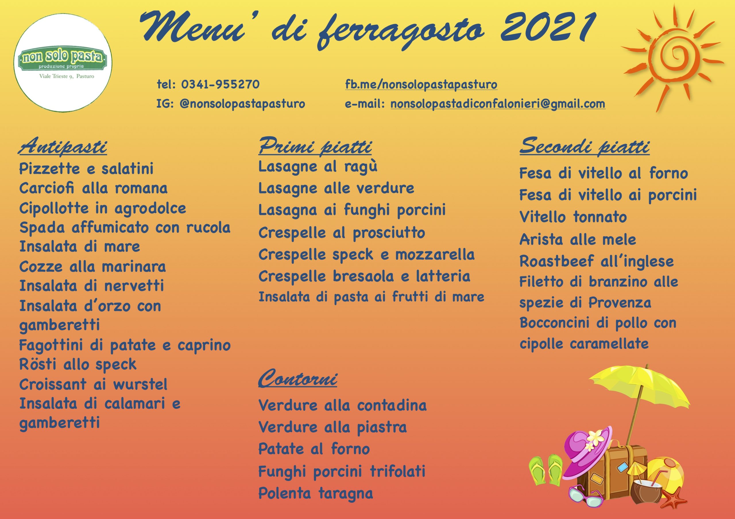 20210815 Pasturo Gastronomia Non Solo Pasta Menù di ferragosto