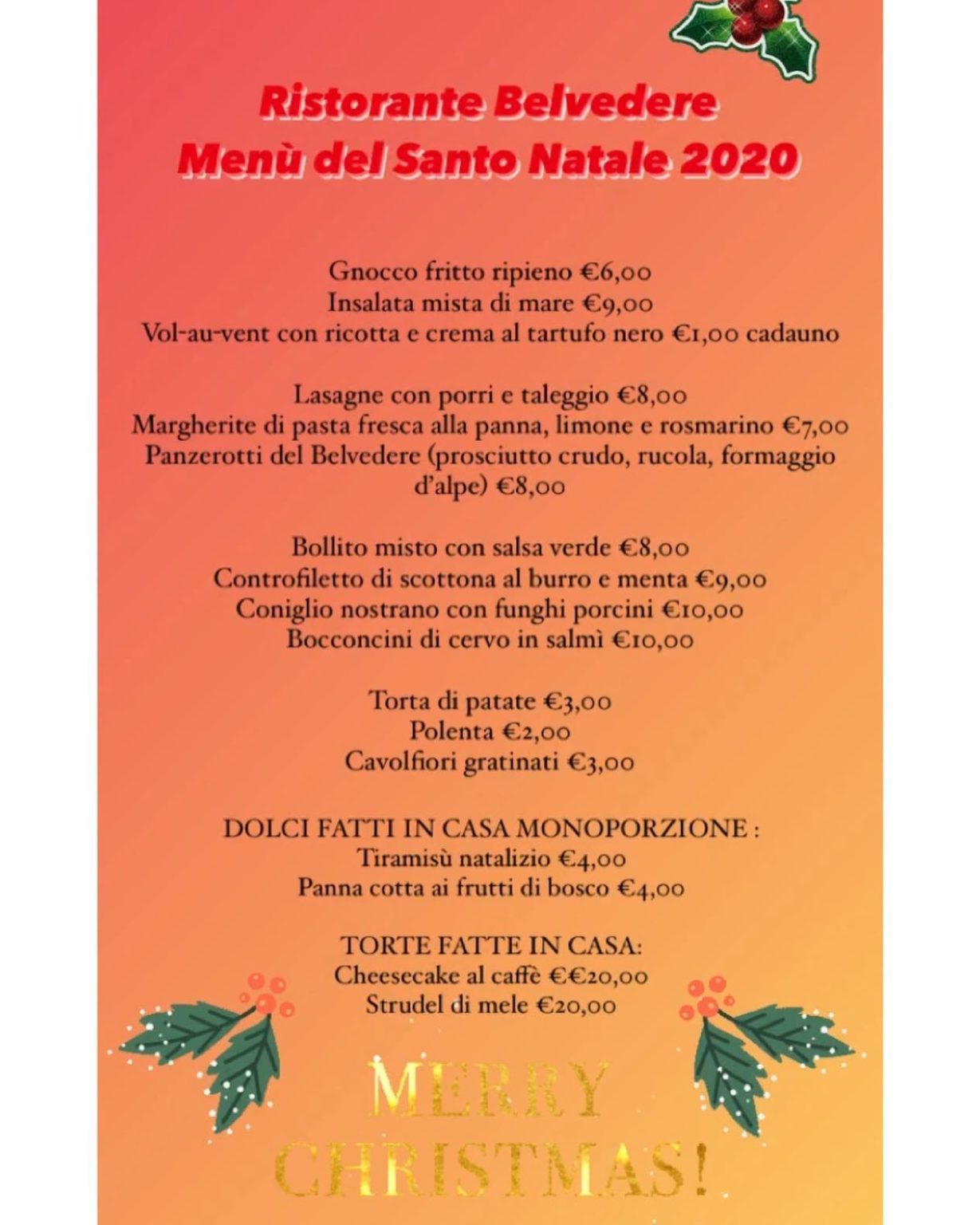 Men Di Natale Alla Trattoria Pizzeria Belvedere Lago Di Como E