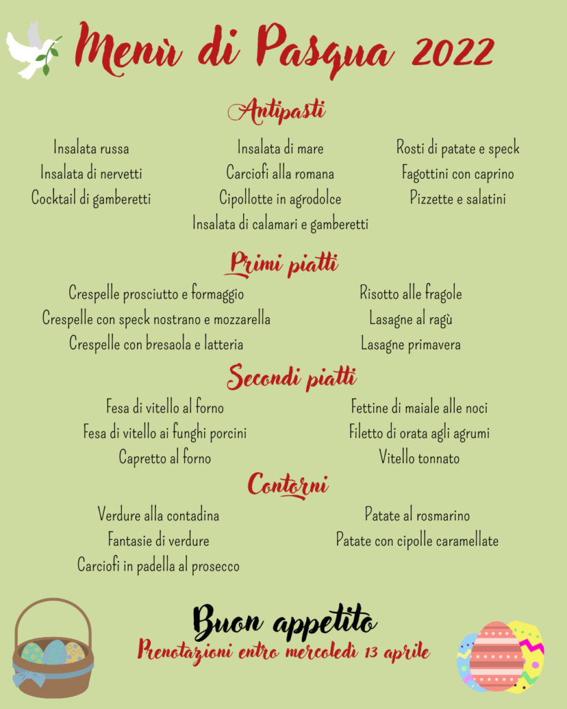 Menù di Pasqua alla Gastronomia Non Solo Pasta Lago di Como e Valsassina