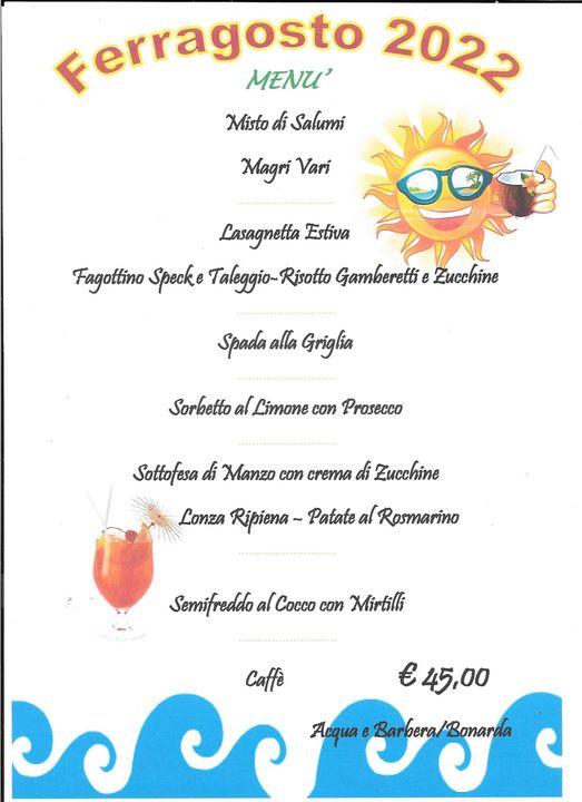 Menù di ferragosto all